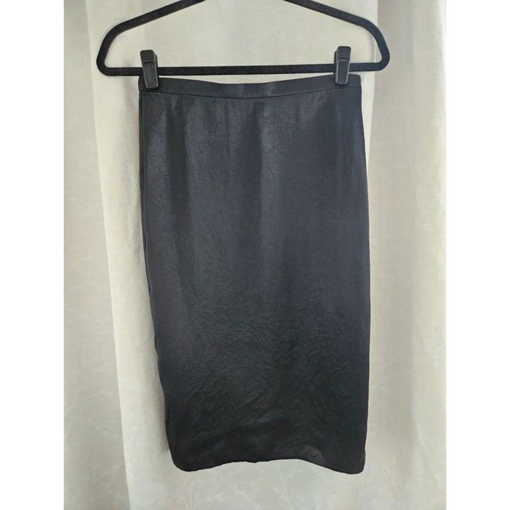 Babaton Black Acetate Satin Midi Skirt Size 6
